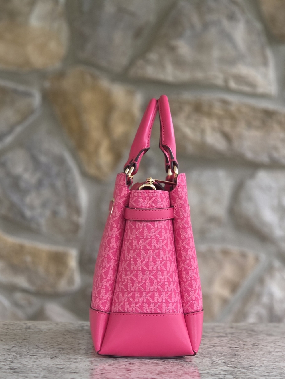Michael Kors Reed Logo Large Pink Satchel - Picture 2 of 9